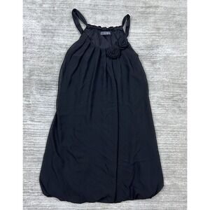 Twenty-One Mini Dress Womens S Black Halter Rosette Chiffon Bubble Hem T157